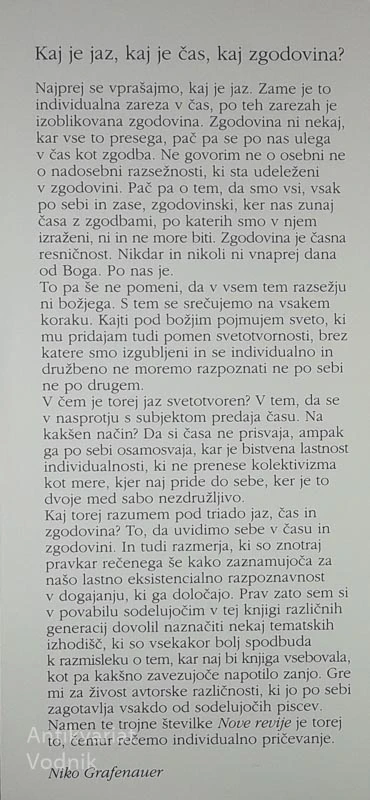 NOVA REVIJA; JAZ ČAS IN ZGODOVINA