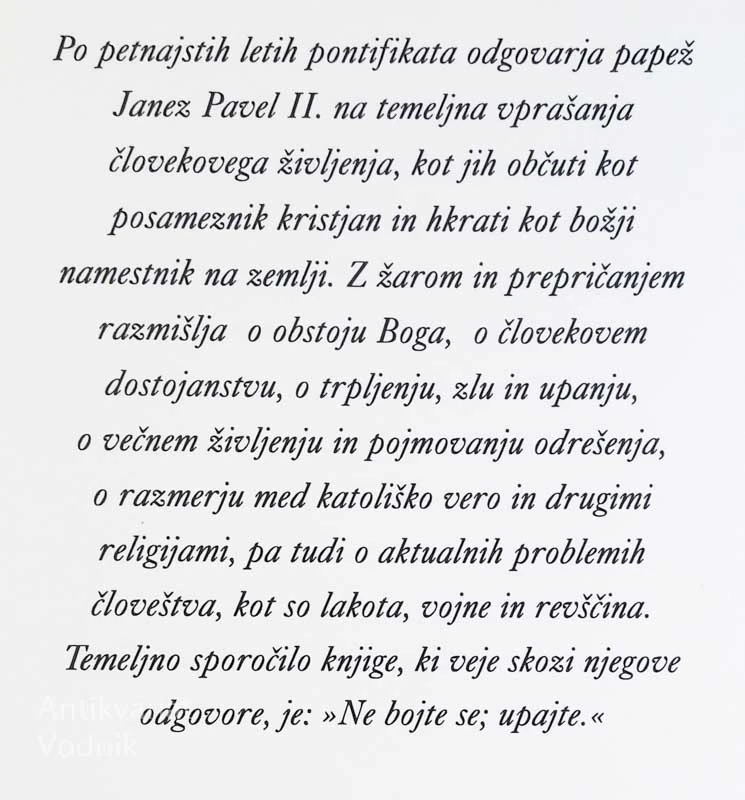 PAPEŽ JANEZ PAVEL II. – PRESTOPITI PRAG UPANJA, pripravil Vittorio Messori