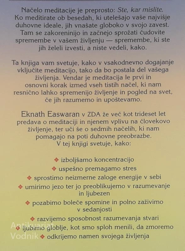 MEDITACIJA IN ŠE 7 STVARI, KI VAM LAHKO SPREMENIJO ŽIVLJENJE, Eknath Easwaran