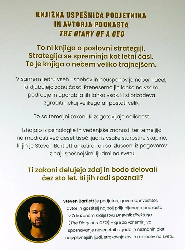 DNEVNIK DIREKTORJA; 33 ZAKONOV ZA ŽIVLJENJE IN DELO, Steven Bartlett