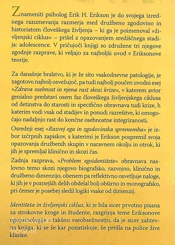 IDENTITETA IN ŽIVLJENJSKI CIKLUS, Erik H. Erikson