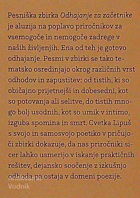 ODHAJANJE ZA ZAČETNIKE, Cvetka Lipuš