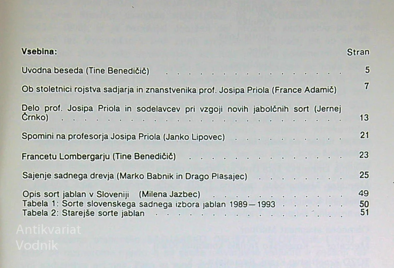 SAJENJE SADNEGA DREVJA IN PREGLED SORT JABLAN V SLOVENIJI, Josip Priol