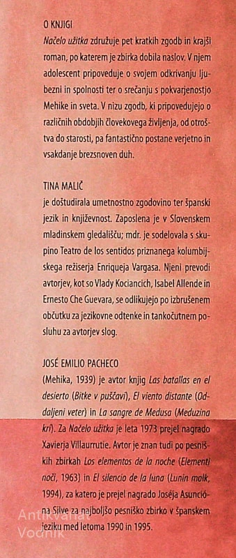 NAČELO UŽITKA, José Emilio Pacheco