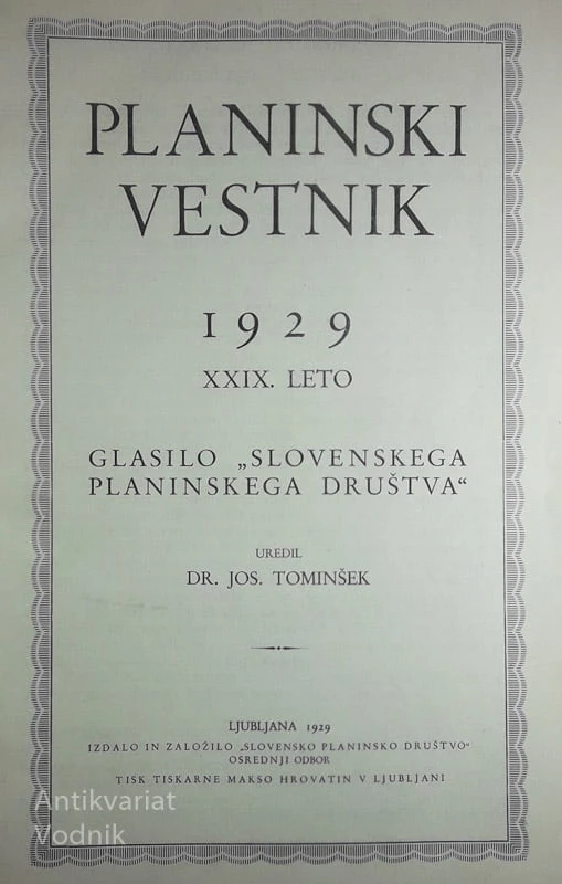 PLANINSKI VESTNIK 1929