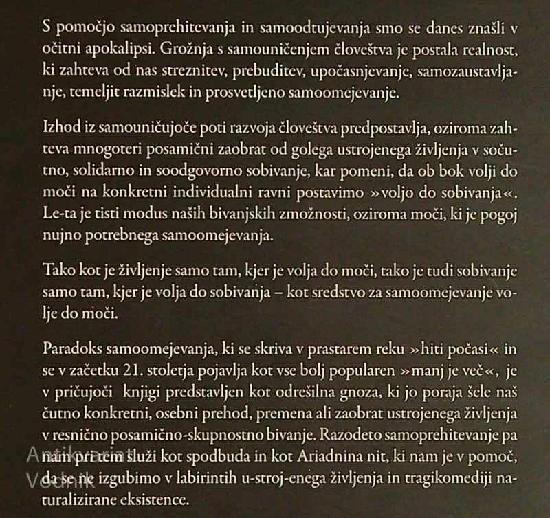 SAMOPREHITEVANJE; UVOD V FILOZOFIJO SAMOOMEJEVANJA, Ciril Klajnšček