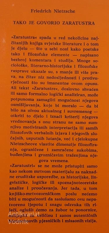 TAKO JE GOVORIO ZARATUSTRA, Friederich Nietzsche