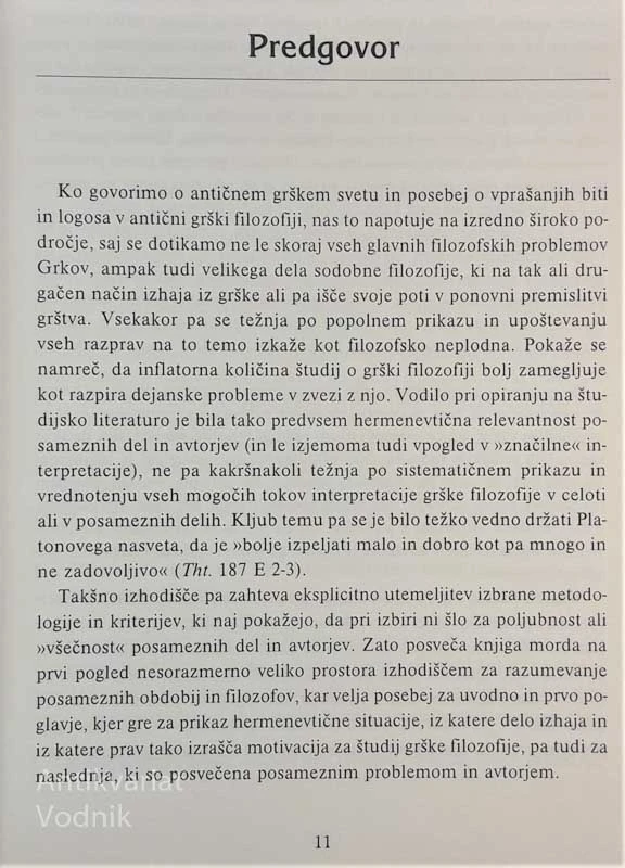 Franci Zore, OBZORJA GRŠTVA, Logos in bit v antični filozofiji