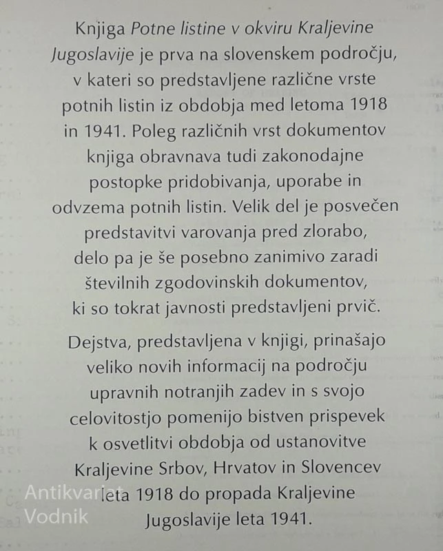 POTNE LISTINE V OKVIRU KRALJEVINE JUGOSLAVIJE, Monika Zupanc Jelinčič pl.