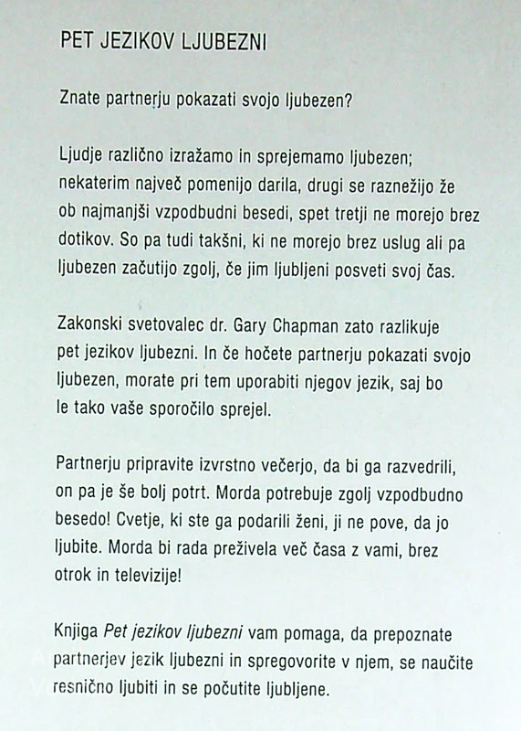 PET JEZIKOV LJUBEZNI, Gary Chapman