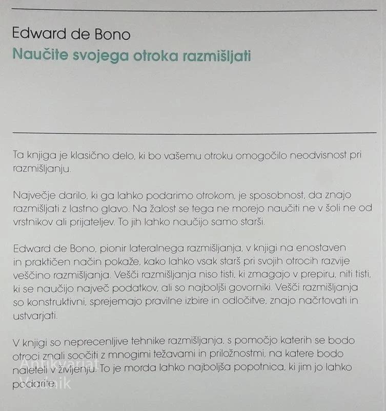 NAUČITE SVOJEGA OTROKA RAZMIŠLJATI, Edward de Bono