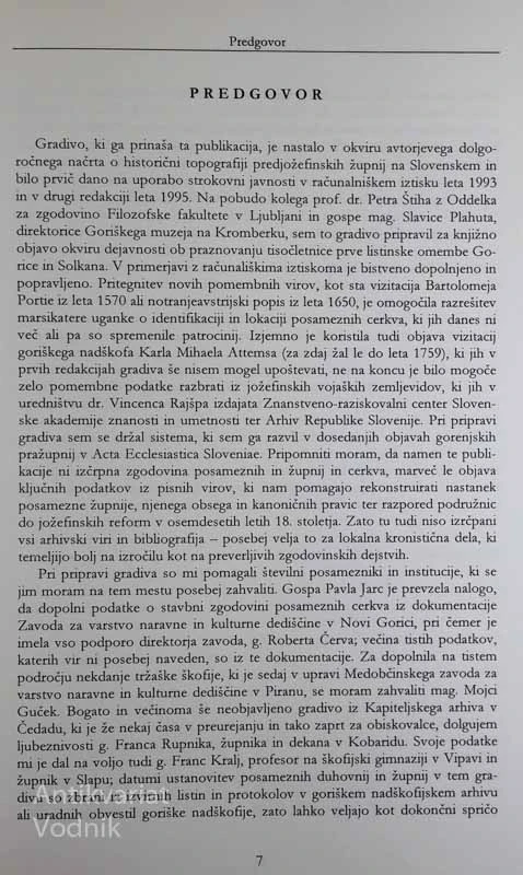GRADIVO ZA HISTORIČNO TOPOGRAFIJO PREDJOŽEFINSKIH ŽUPNIJ NA SLOVENSKEM