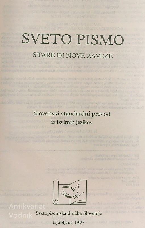 SVETO PISMO: SLOVENSKI STANDARDNI PREVOD