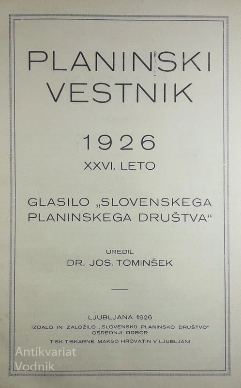 PLANINSKI VESTNIK 1926