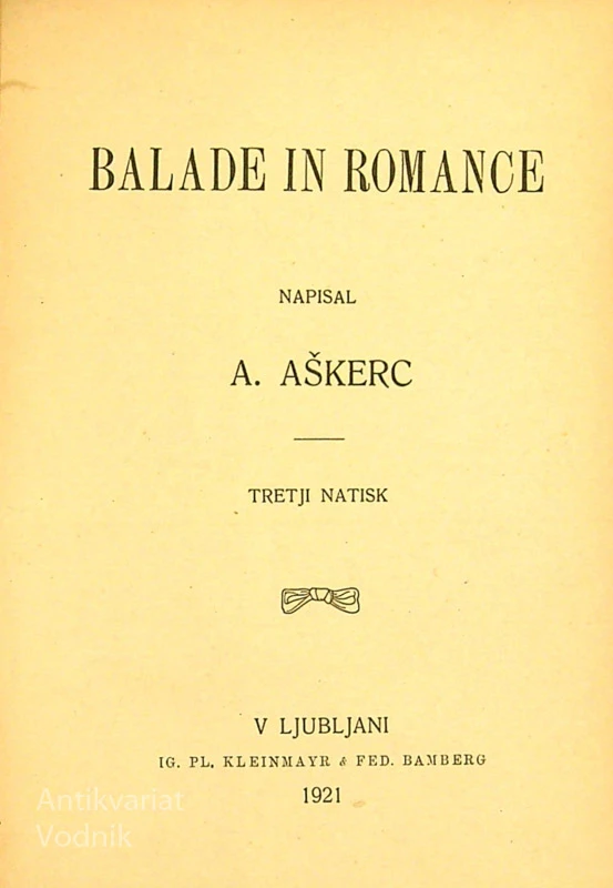 BALADE IN ROMANCE, A. Aškerc