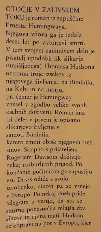 OTOČJE V ZALIVSKEM TOKU, Ernest Hemingway