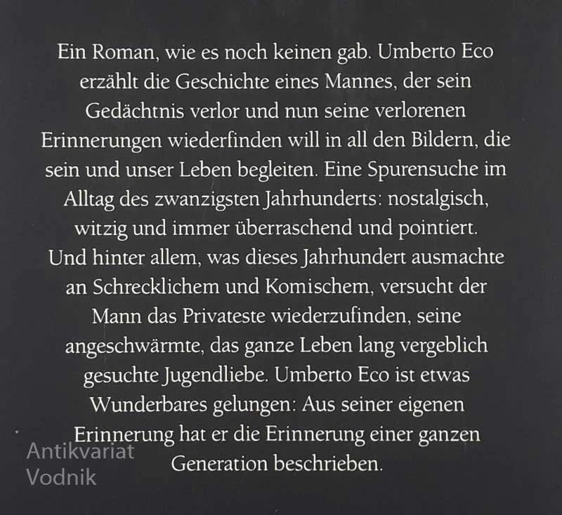 DIE GEHEIMNISVOLLE FLAMME DER KÖNIGIN LOANA, Eco Umberto