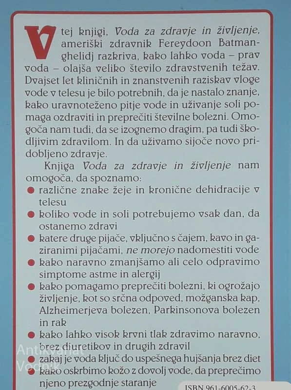 VODA ZA ZDRAVLJENJE IN ŽIVLJENJE, dr. med. F. Batmanghelidj