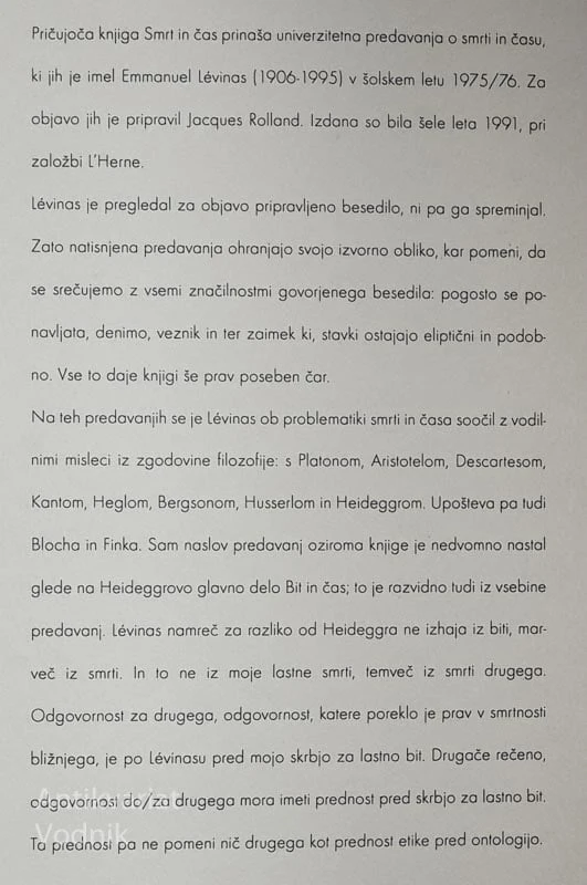 Emanuel Levinas, SMRT IN ČAS