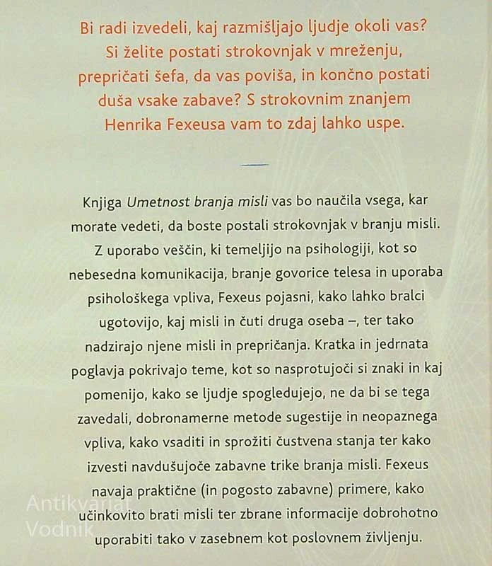 UMETNOST BRANJA MISLI; KAKO RAZUMETI DRUGE IN NEOPAZNO VPLIVATI NANJE, Hendrik Fexeus