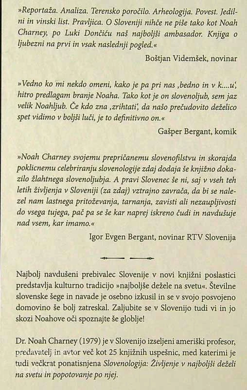 SLOVENOLJUB; KULTURNE DOGODIVŠČINE V NAJBOLJŠI DEŽELI NA SVETU, Noah Charney
