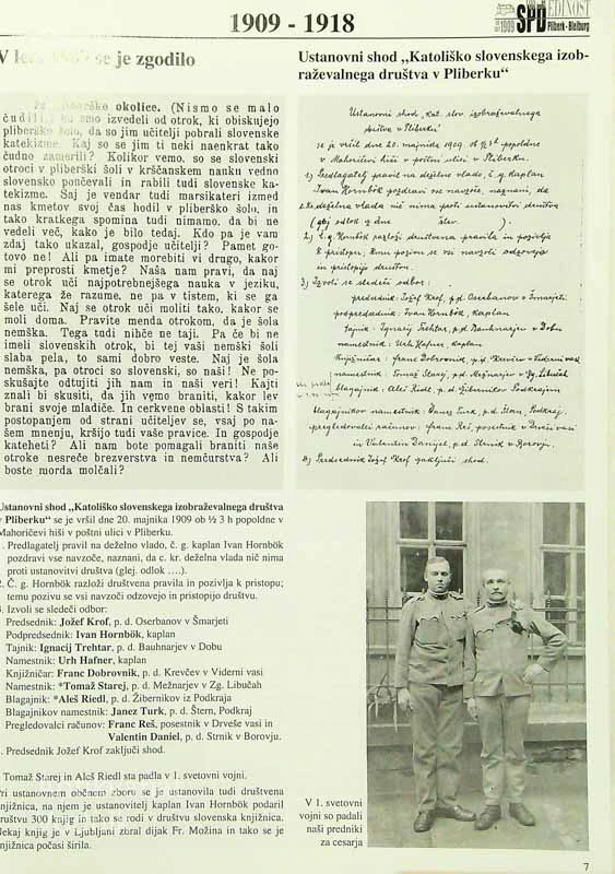IZ RODA V ROD DUH IŠČE POT; 100-LETNA KRONIKA SLOVENSKEGA PROSVETNEGA DRUŠTVA “EDINOST” V PLIBERKU
