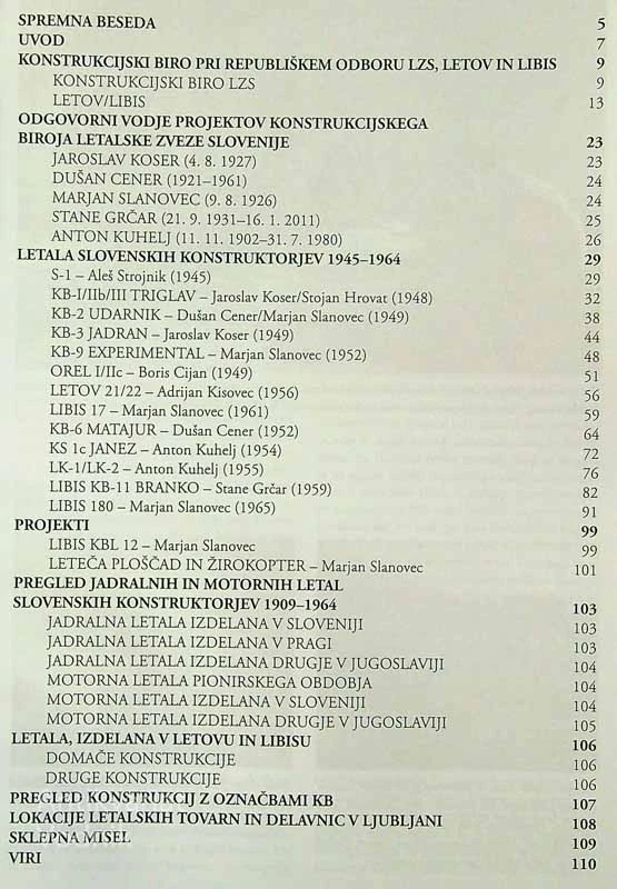KONSTRUKCIJSKI BIRO PRI REPUBLIŠKEM ODGORU LZS, LETOV, LIBIS IN NJIHOVA LETALA 1945 – 1964, Marko Malec