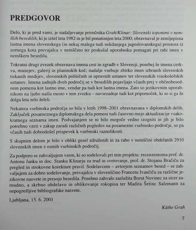 SLOVENSKA STVARNA IMENA V NEMŠKIH BESEDILIH / SLOWENISCHE SACHNAMEN IN DEUTSCHEN TEXTEN, Kaethe Grah