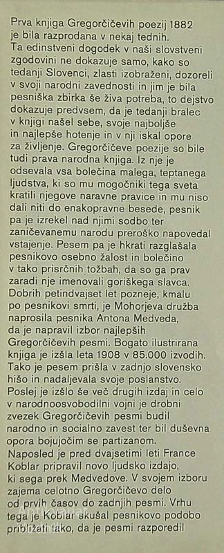 IZBRANE POEZIJE, Simon Gregorčič