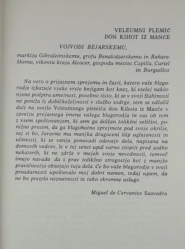 DON KIHOT, Cervantes (oba dela)