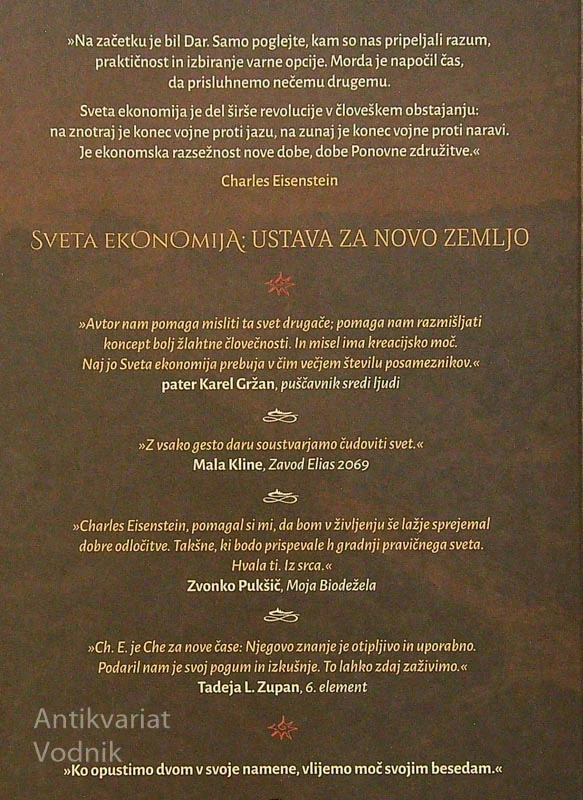 SVETA EKONOMIJA; DENAR, DAROVANJE IN DRUŽBA V ČASU PREHODA, Charles Eisenstein