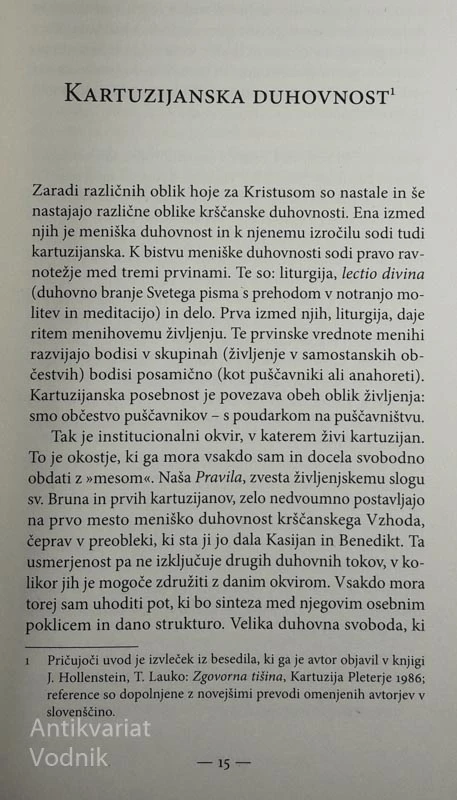 NA NOTRANJI POTI K BOGU, Antologija kartuzijanskih piscev