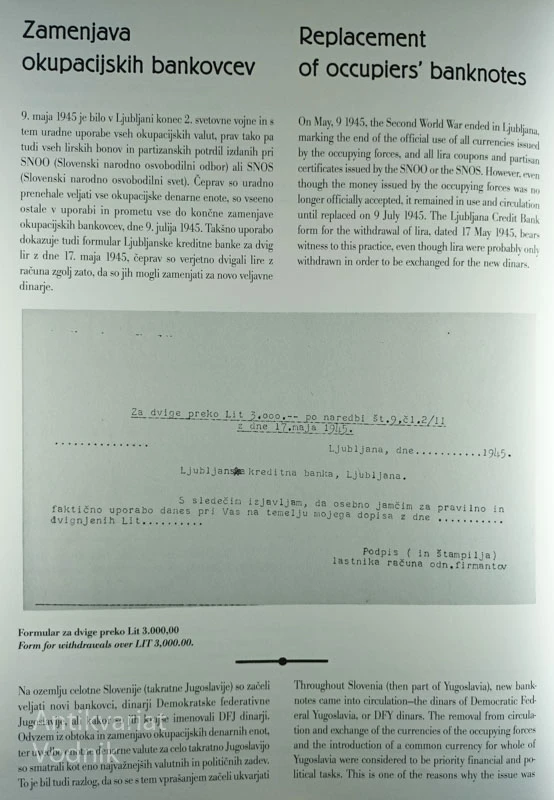 ZAMENJAVA OKUPACIJSKIH BANKOVCEV / REPLACEMENT OF OCCUPIERS’ BANKNOTES, Zmago Jelinčič