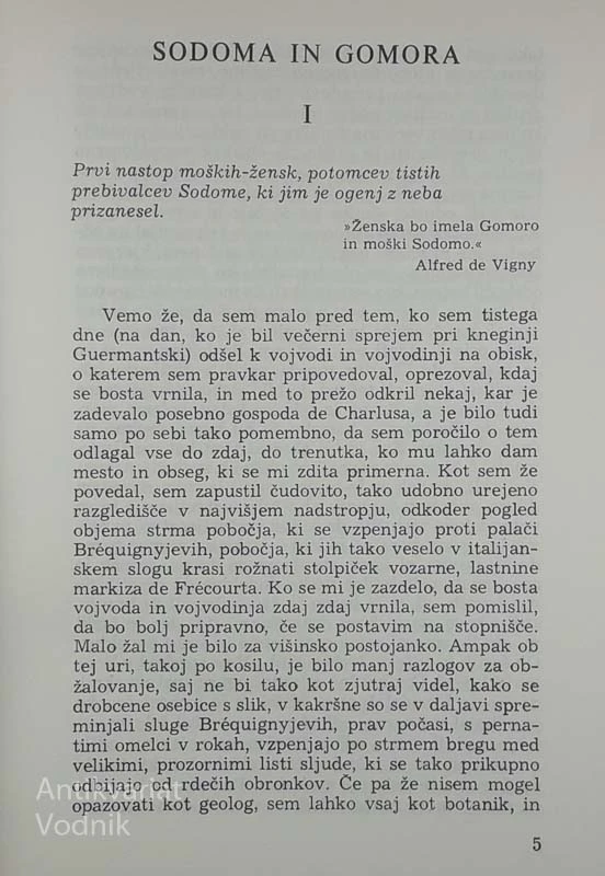 ISKANJE IZGUBLJENEGA ČASA; SODOMA IN GOMORA, Marcel Proust