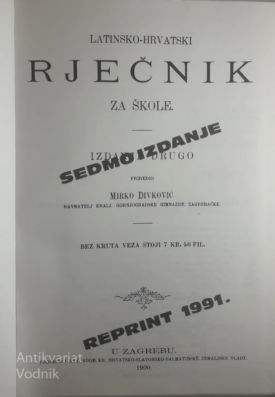 LATINSKO – HRVATSKI RJEČNIK, Divković