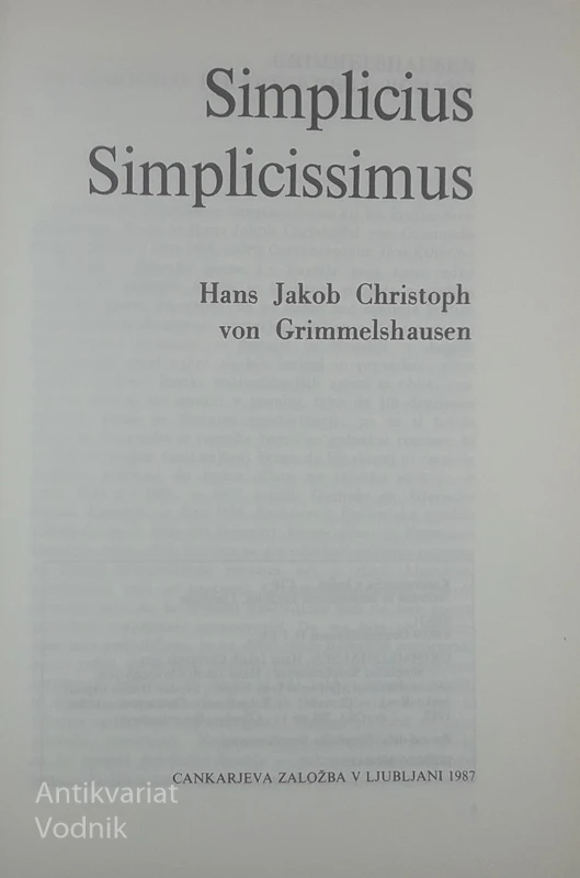 SIMPLICIUS SIMPLICISSIMUS (1-2), Hans Jakob Christoph von Grimmelshausen