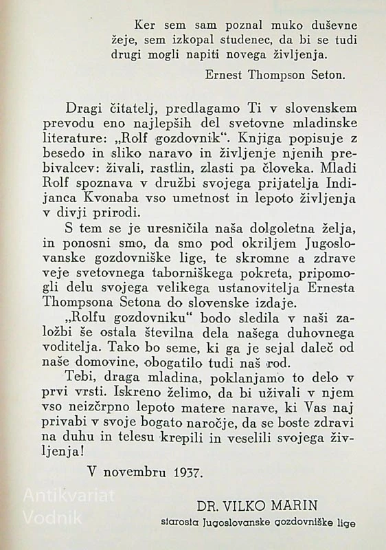 ROLF GOZDOVNIK, E. Thompson Seton
