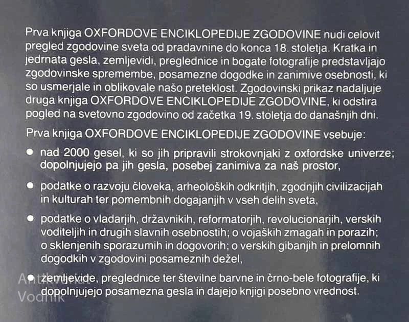 OXFORDOVA ENCIKLOPEDIJA ZGODOVINE, 1. in 2. del