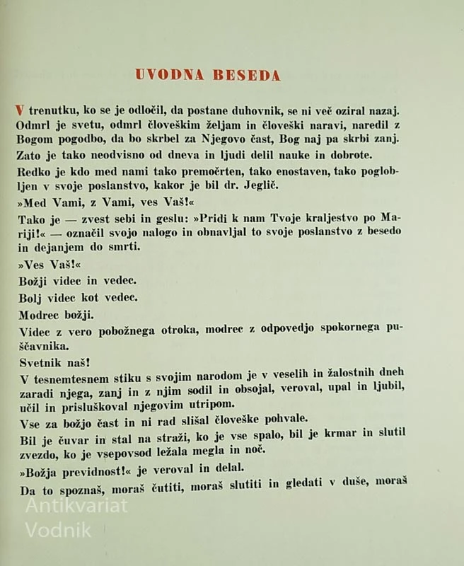 OPOROKA NADŠKOFA JEGLIČA, Narte Velikonja