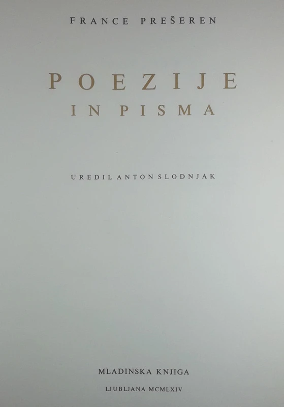 POEZIJE IN PISMA, France Prešeren