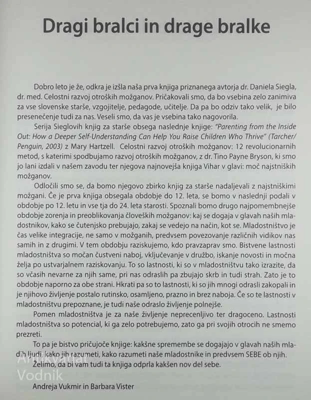 VIHAR V GLAVI; MOČ NAJSTNIŠKIH MOŽGANOV, Daniel J. Siegel