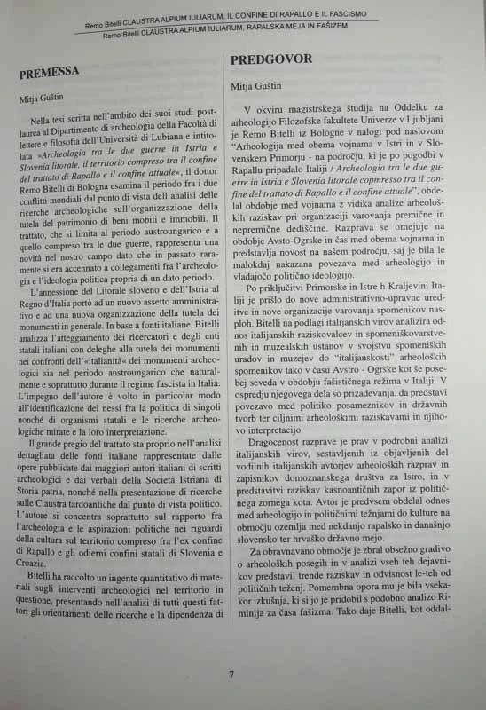 CLAUSTRA ALPINUM IULIARUM, RAPALSKA MEJA IN FAŠIZEM / IL CONFINE DI RAPALLO E FASCISMO, Remo Bitelli