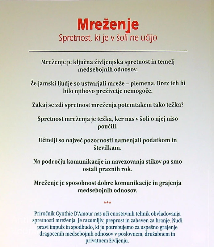 MREŽENJE; SPRETNOST, KI JE V ŠOLI NE UČIJO, Cynthia D’Amour