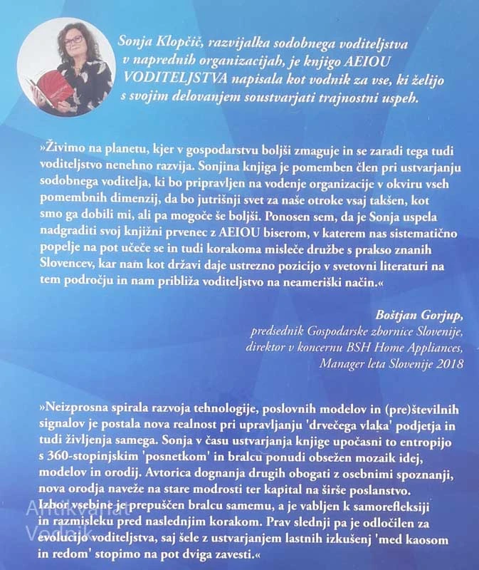 AEIOU VODITELJSTVA, PET PRISTOPOV K VODENJU ZA PRIHODNOST, Sonja Klopčič