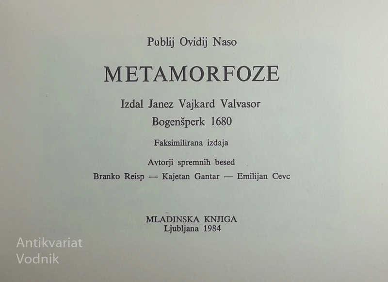 POBLIJ OVIDIJ NASO: METAMORFOZE