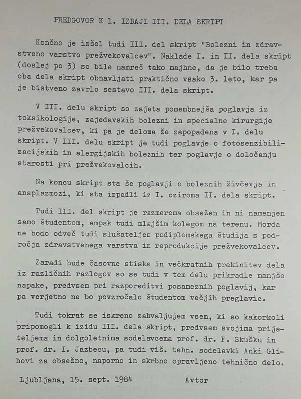 BOLEZNI IN ZDRAVSTVENO VARSTVO PREŽVEKOVALCEV 3. del, Vlado Gregorović