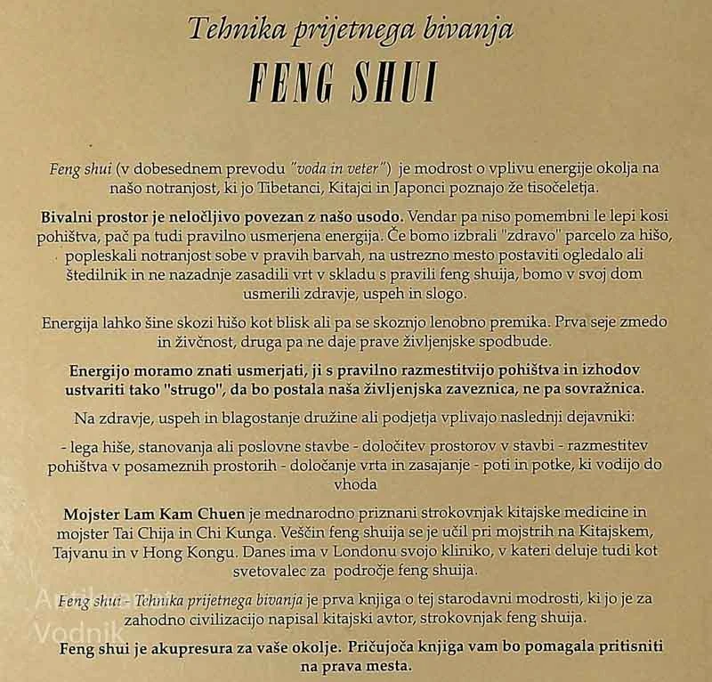 FENG SHUI; USTVARIMO ZDRAVO BIVALNO IN DELOVNO OKOLJE, Lam Kam Chuen