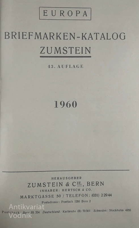 ZUMSTEIN BRIEFMARKEN – KATALOG