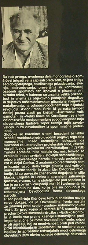 TOMŠIČEVA BRIGADA; UVODNI DEL, Franci Strle