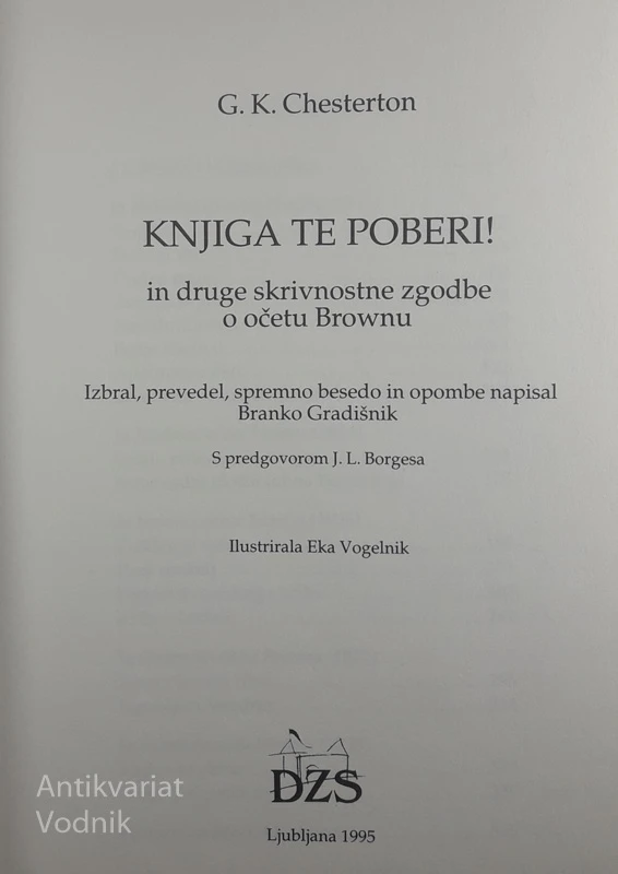 KNJIGA TE POBERI! IN DRUGE SKRIVNOSTNE ZGODBE O OČETU BROWNU, G. K. Chesterton